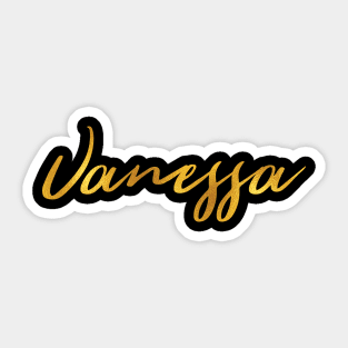 Vanessa Name Hand Lettering in Faux Gold Letters Sticker